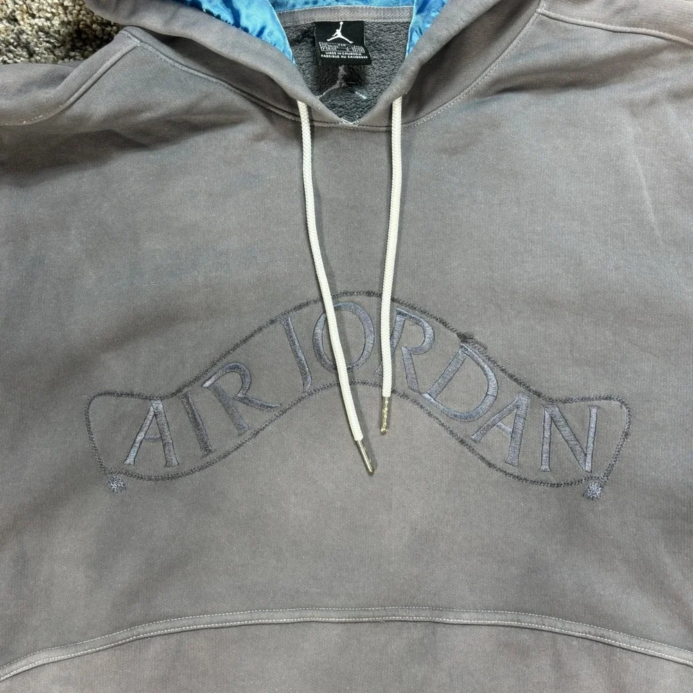 Air Jordan Men's XXL Hooded Sweatshirt Pullover HoodieGray Faded Satin Lined